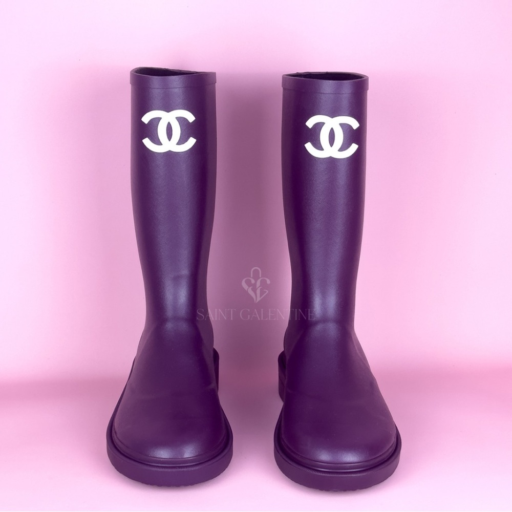 Chanel Rainboots in Dark Purple